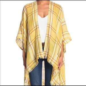 NWT Free People Yellow Plaid Reverie Kimono